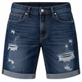 Premium Distressed Denim Shorts – Dark Blue | YENPHINKS