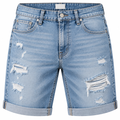 Premium Distressed Denim Shorts – Light Blue | YENPHINKS