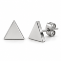 Brushed Stainless Steel Triangle Stud Earrings – Silver | YENPHINKS