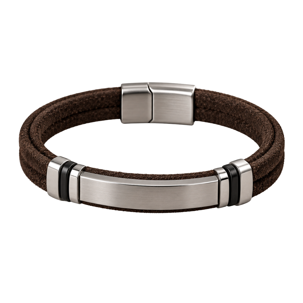 Premium Suede & Stainless Steel Bracelet – Brown | YENPHINKS