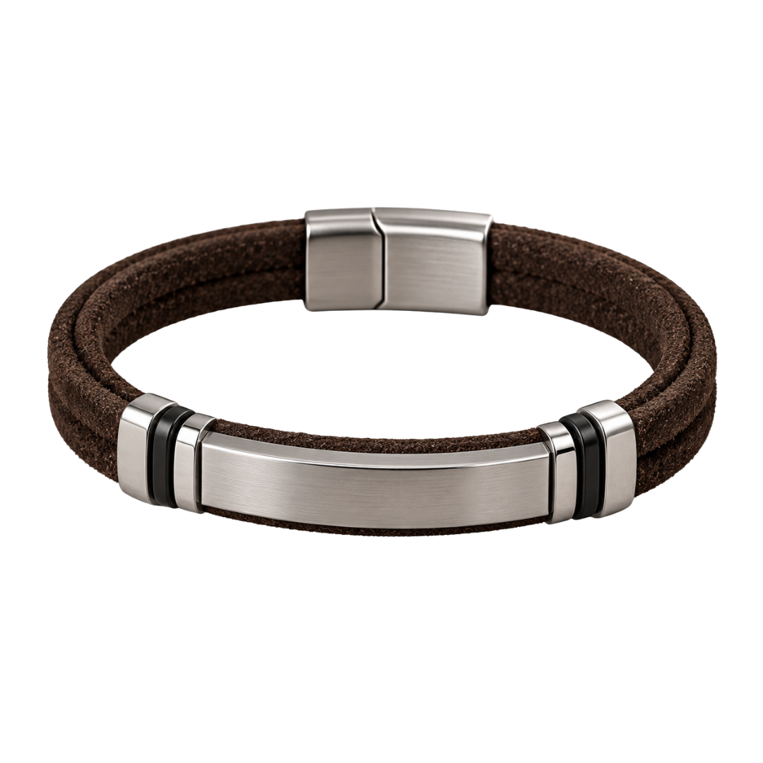 Premium Suede & Stainless Steel Bracelet – Brown | YENPHINKS