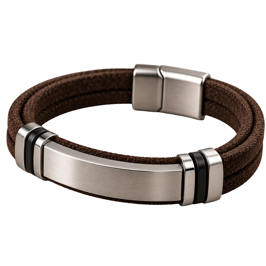 Premium Suede & Stainless Steel Bracelet – Brown | YENPHINKS