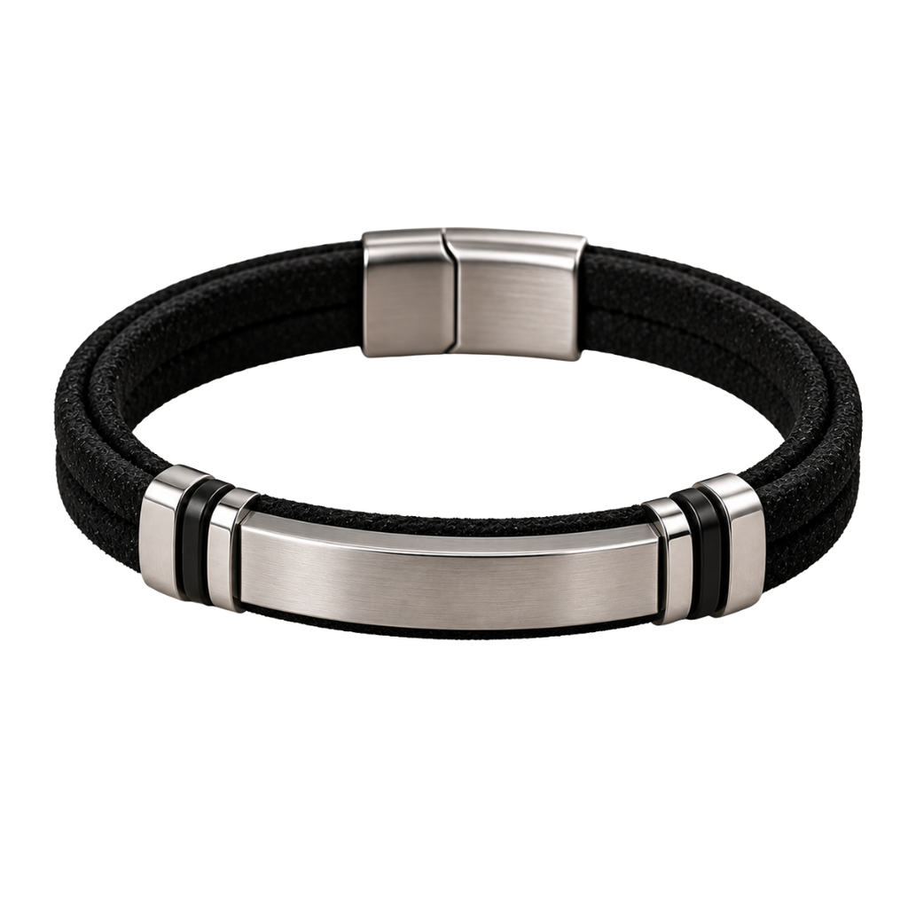 Premium Suede & Stainless Steel Bracelet – Black | YENPHINKS