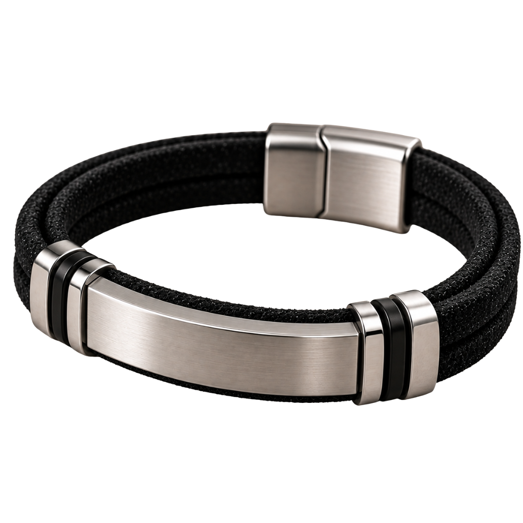 Premium Suede & Stainless Steel Bracelet – Black | YENPHINKS